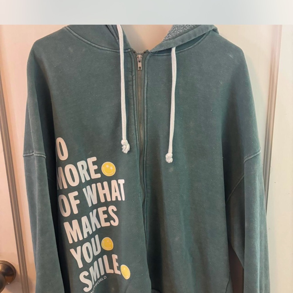 Green Zip-Up Hoodie with Positive Message
